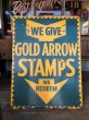 画像10: 40s Vintage Gold Arrow Stamps Huge Tin Sign (J380) (10)