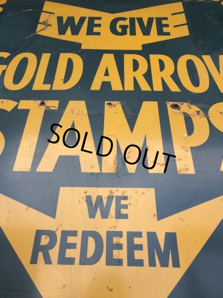 画像7: 40s Vintage Gold Arrow Stamps Huge Tin Sign (J380) (7)
