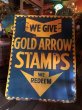 画像12: 40s Vintage Gold Arrow Stamps Huge Tin Sign (J380) (12)