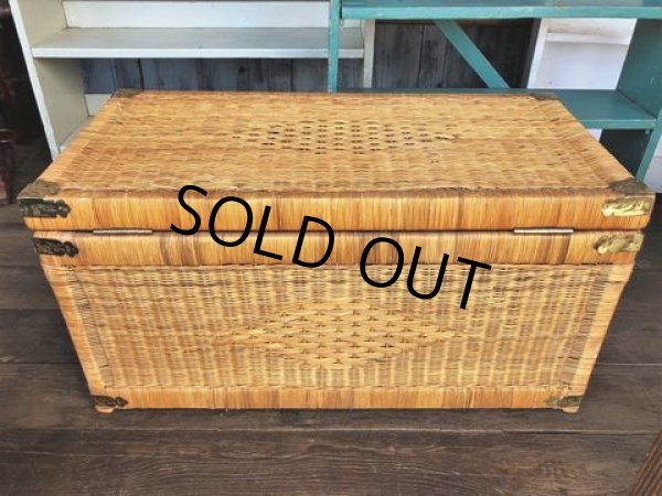 画像7: Antique Wicker Trunk Chest Basket Large Size (J382) (7)