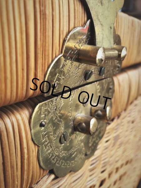 画像3: Antique Wicker Trunk Chest Basket Large Size (J382) (3)