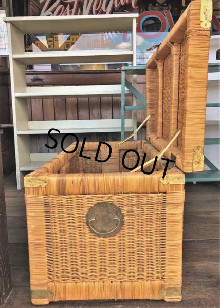 画像8: Antique Wicker Trunk Chest Basket Large Size (J382) (8)