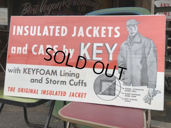 画像1: Vintage KEY Work Insulated Jackets Cardboard Advertising Sign (J413) (1)