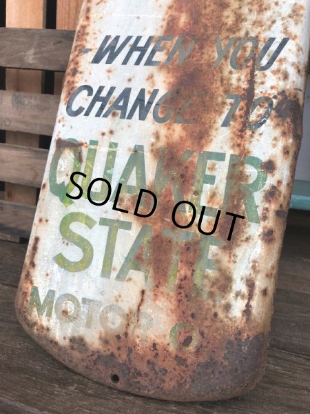 画像2:  50s Vintage Quaker State Motor Oil Metal Thermometer (J334)   (2)