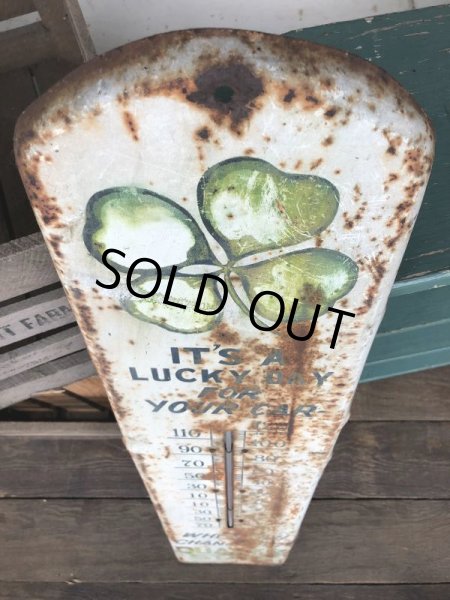 画像5:  50s Vintage Quaker State Motor Oil Metal Thermometer (J334)   (5)