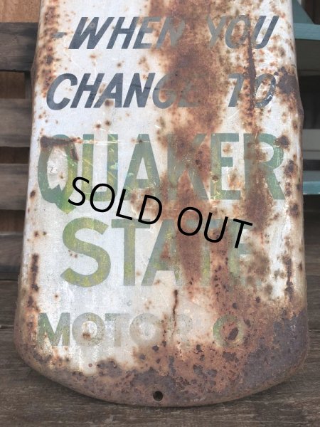 画像7:  50s Vintage Quaker State Motor Oil Metal Thermometer (J334)   (7)