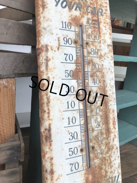 画像6:  50s Vintage Quaker State Motor Oil Metal Thermometer (J334)   (6)