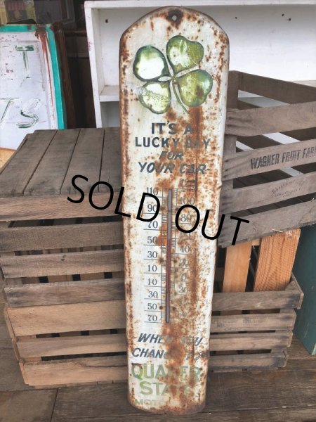 画像10:  50s Vintage Quaker State Motor Oil Metal Thermometer (J334)   (10)