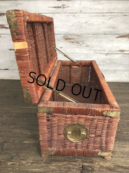 画像4: Vintage Wicker Trunk Chest Basket Large Size (J439) (4)