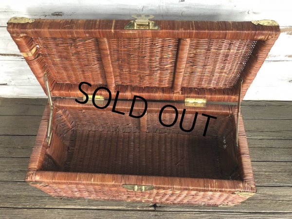 画像6: Vintage Wicker Trunk Chest Basket Large Size (J439) (6)