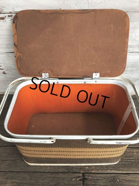 画像6: Vintage Wicker Picnic Basket Brown (J440) (6)