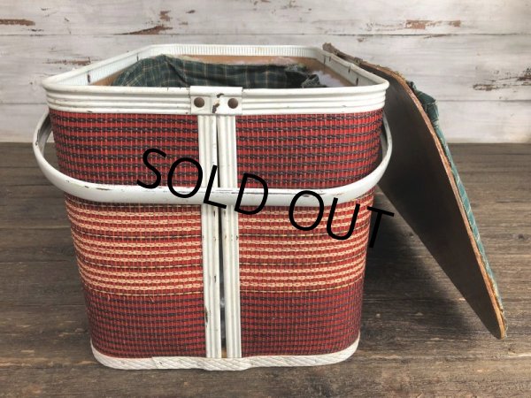 画像4: Vintage Wicker Picnic Basket Red (J441) (4)