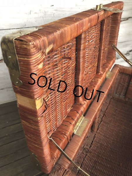 画像8: Vintage Wicker Trunk Chest Basket Large Size (J439) (8)