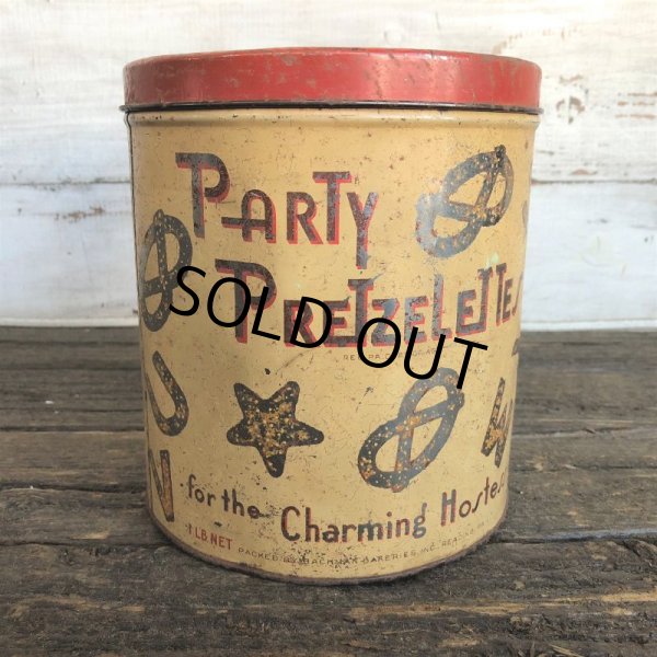 画像1: Vintage Party Pretzel Tin Can (J453) (1)