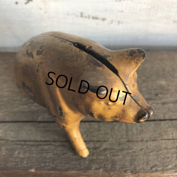 画像10: Vintage ACW Cast Iron Pig  Piggy Bank (J465) (10)