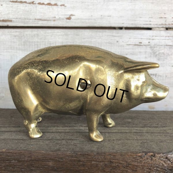 画像1: Vintage Brass Pig Piggy Bank (J467) (1)