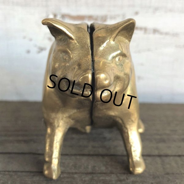 画像7: Vintage Valleau Solid Brass Pig Piggy Bank (J466) (7)