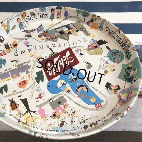 画像10: Vintage Schlitz Round Tin Tray (J760) (10)