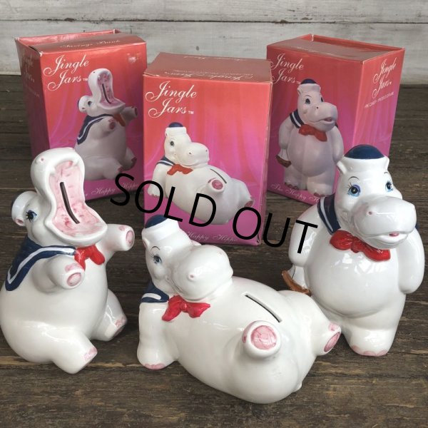 画像1: Vintage Happy Hippo Ceramic Piggy Bank Set of 3 (J773) (1)