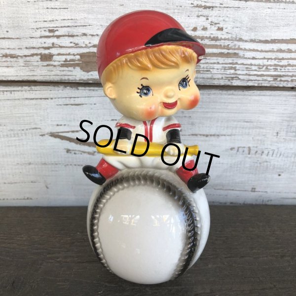 画像1: SALE Vintage Ceramic Bobble Head Doll Baseball (J788) (1)