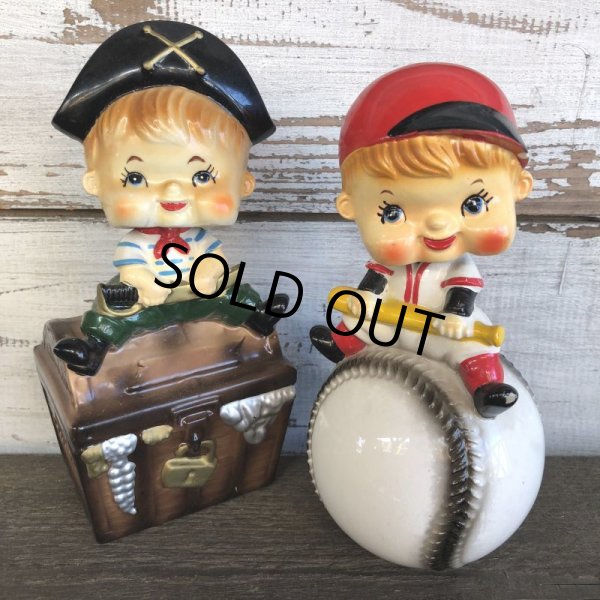画像10: SALE Vintage Ceramic Bobble Head Doll Baseball (J788) (10)