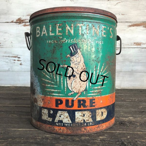 画像1: Vintage BALENTINE'S Pure Pig Lard Tin Can (J808)   (1)