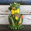 画像1: 70s Vintag  Hippie Flower Power Ceramic Frog Bank (J948) (1)