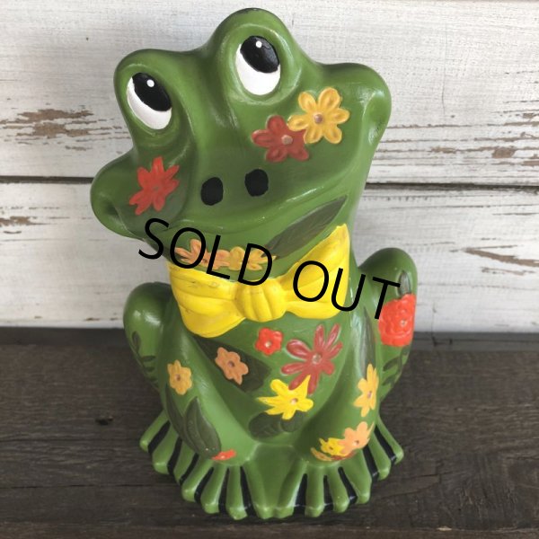 画像2: 70s Vintag  Hippie Flower Power Ceramic Frog Bank (J948) (2)