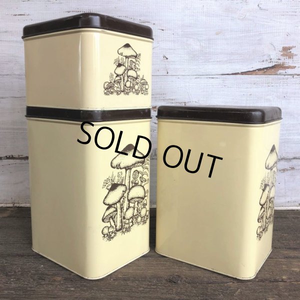画像2: 70s Vintage Mushrom Canister Tin Can Set (J946) (2)