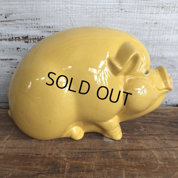 画像2: Vintage Ceramic Piggy Bank Yellow (J953) (2)