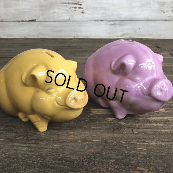 画像10: Vintage Ceramic Piggy Bank Yellow (J953) (10)