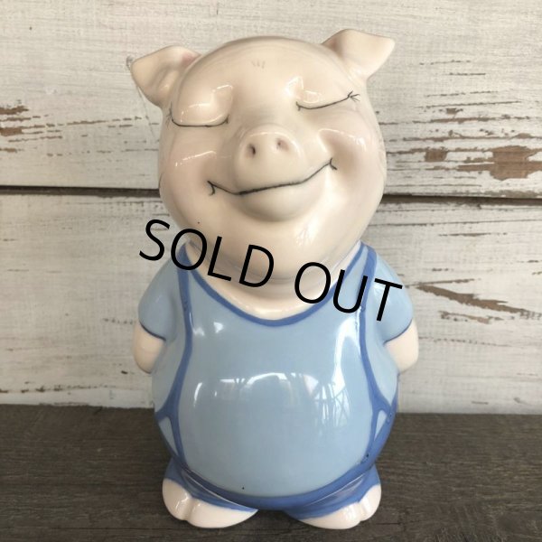 画像1: Vintage Ceramic Piggy Bank Blue (J955) (1)