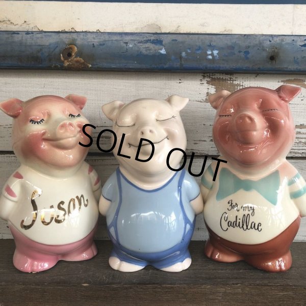 画像9: Vintage Ceramic Piggy Bank Blue (J955) (9)