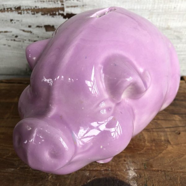画像9: Vintage Ceramic Piggy Bank Pink (J952) (9)