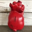 画像9: Vintage Plastic Piggy Bank Red (J954) (9)