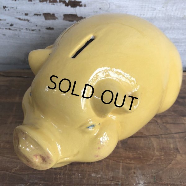 画像7: Vintage Ceramic Piggy Bank Yellow (J953) (7)