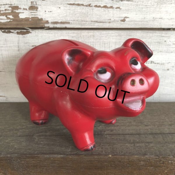 画像2: Vintage Plastic Piggy Bank Red (J954) (2)