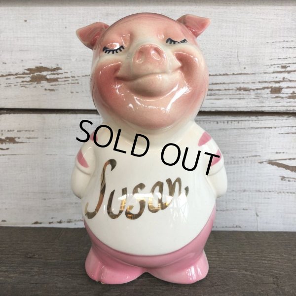 画像1: Vintage Ceramic Piggy Bank Susan (J956) (1)