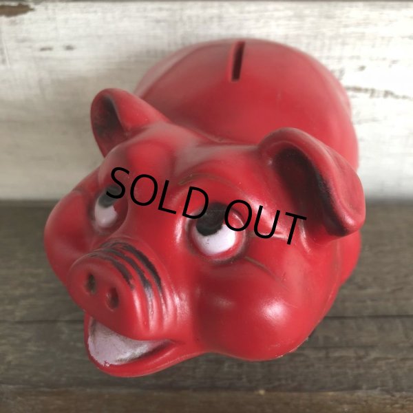 画像7: Vintage Plastic Piggy Bank Red (J954) (7)