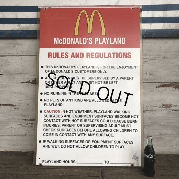 画像2: 70s Vintage MCDONALDS Playland Rules & Regulations Sign  (J948) (2)
