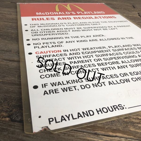 画像4: 70s Vintage MCDONALDS Playland Rules & Regulations Sign  (J948) (4)
