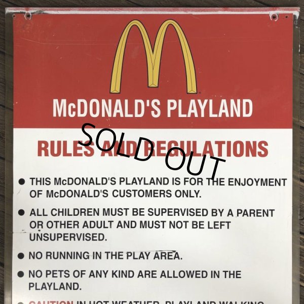 画像6: 70s Vintage MCDONALDS Playland Rules & Regulations Sign  (J948) (6)
