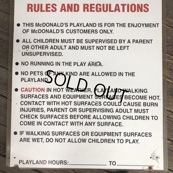 画像5: 70s Vintage MCDONALDS Playland Rules & Regulations Sign  (J948) (5)