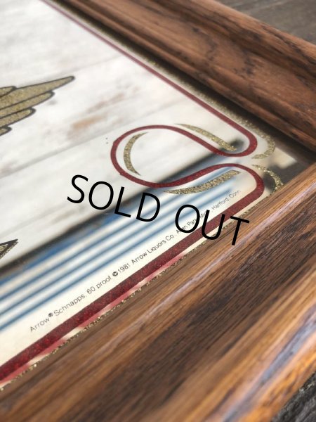 画像4: Vintage ARROW SCHNAPPS Pub BAR Wooden Mirror (J975) (4)