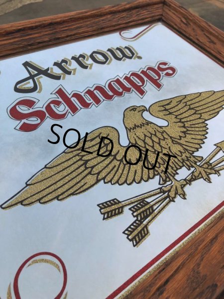 画像6: Vintage ARROW SCHNAPPS Pub BAR Wooden Mirror (J975) (6)