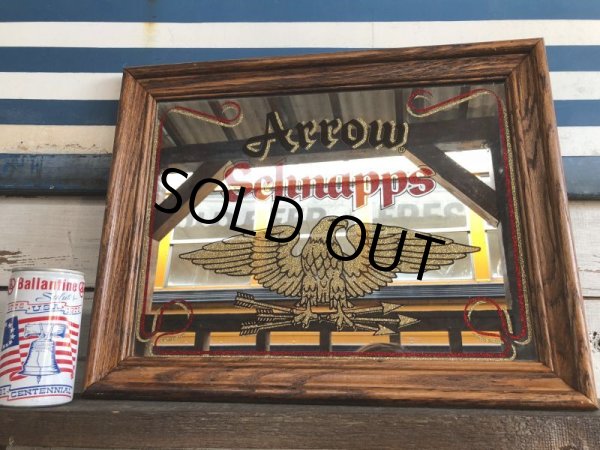 画像8: Vintage ARROW SCHNAPPS Pub BAR Wooden Mirror (J975) (8)