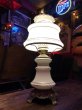 画像13: 60s Vintage Metal Base Milk Glass Hurricane 3 Way Table Lamp (S028) (13)
