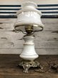 画像3: 60s Vintage Metal Base Milk Glass Hurricane 3 Way Table Lamp (S028) (3)