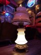 画像12: 60s Vintage Metal Base Milk Glass Hurricane 3 Way Table Lamp (S028) (12)