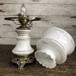 画像10: 60s Vintage Metal Base Milk Glass Hurricane 3 Way Table Lamp (S028) (10)